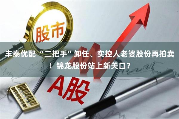 丰泰优配 “二把手”卸任、实控人老婆股份再拍卖！锦龙股份站上新关口？